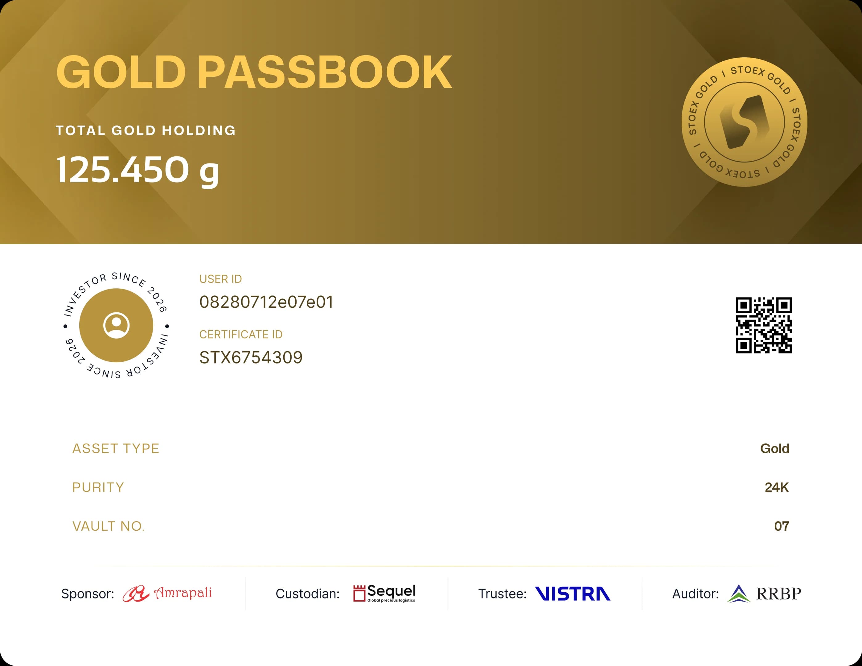 Digital Gold Passbook